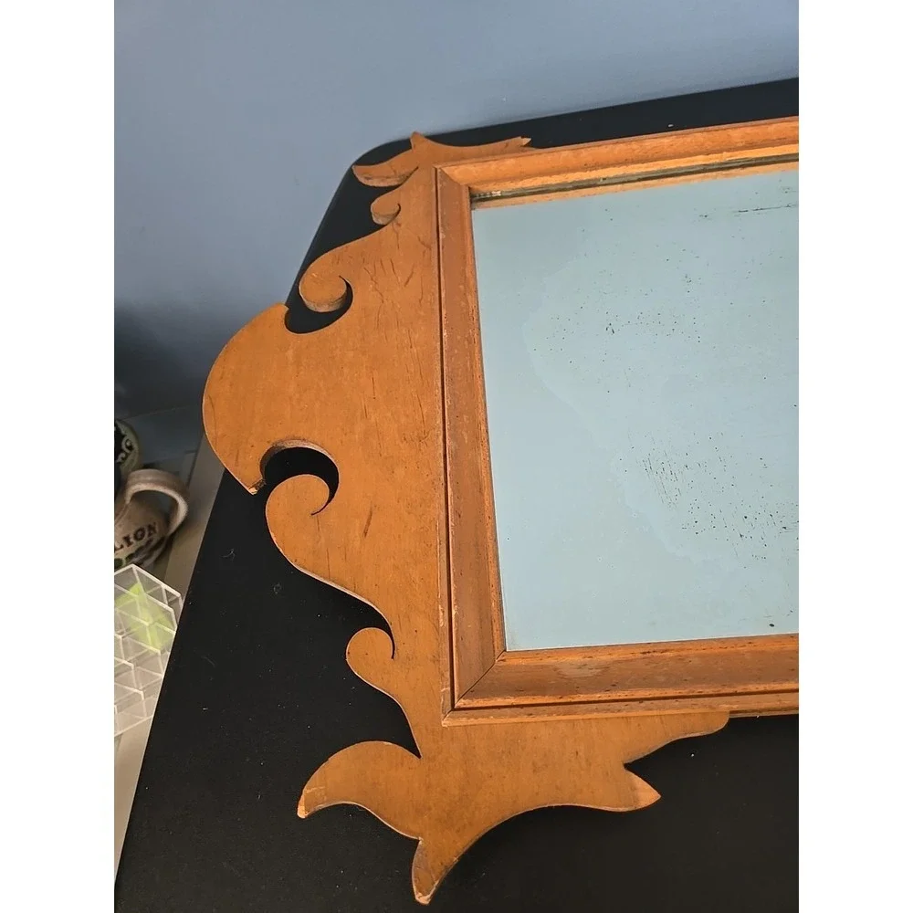 Antique Vintage Maple Chippendale Glass Mirror